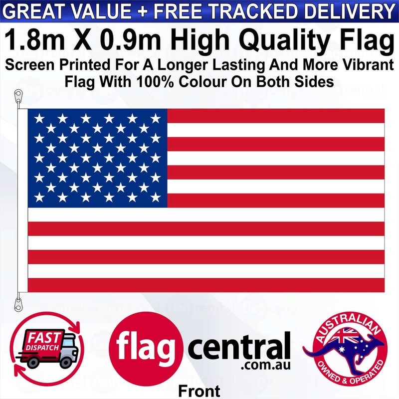 A - United States of America National Flag - Red, White, and Blue 1.8m x 0.9m - 1