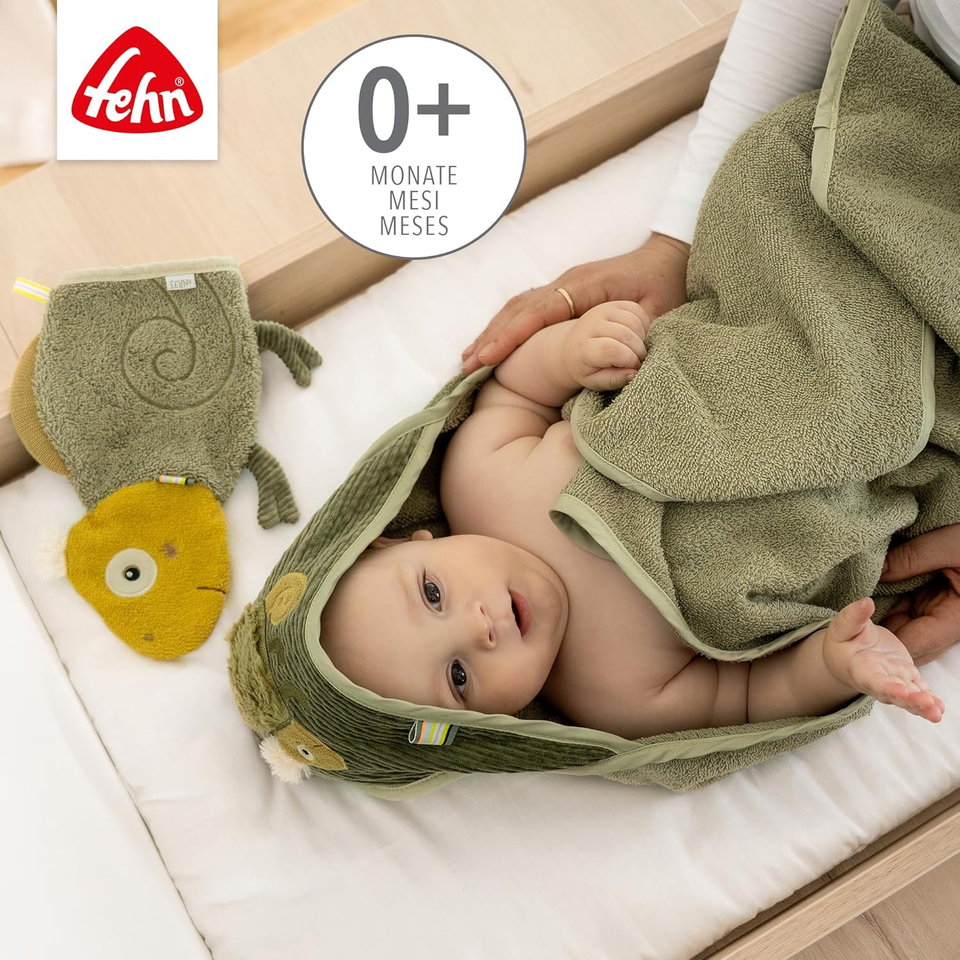 Fehn 062212 - Guanto Da Bagno A Forma Di Cigno, Per Bambini Dai 0 Mesi