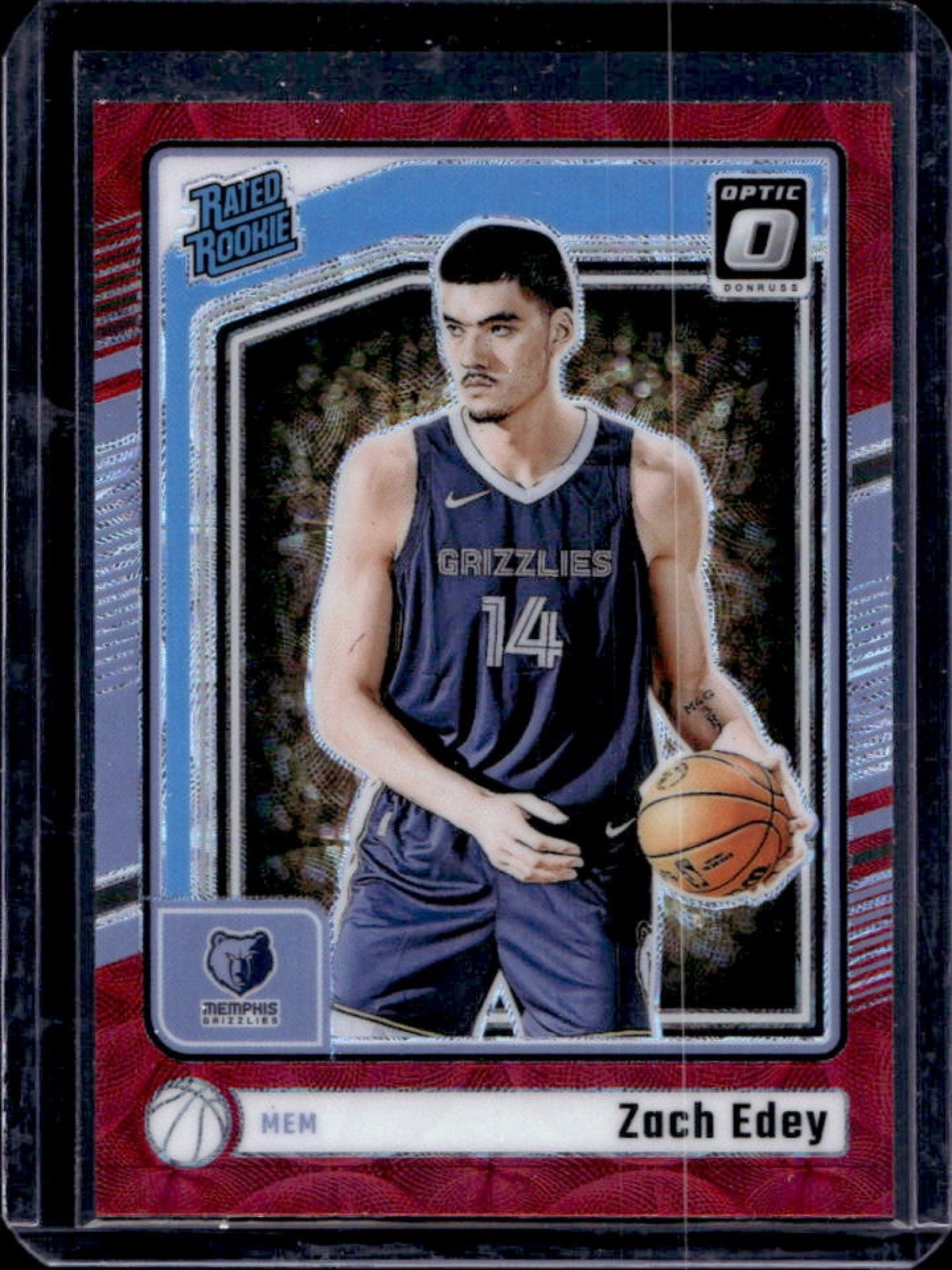 2024-25 Donruss Optic Zach Edey Rated Rookie Red International RC #288 Grizzlies