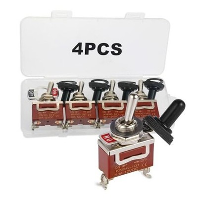 Waterproof Toggle Switch, Durable 12V 30A 2-Pin ON/OFF 4-Pack Screw Terminal