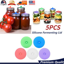 For Mason Jar Silicone Fermenting Lid Waterless Airlock Mold Free Auto Vent 5PCS