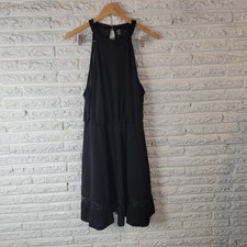 Shein Curve Women Dress 3XL Plus Fit Flare Sleeveless Black Halter Keyhole Back