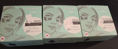 Lot of 3 OLROM Snail Secretion Collagen Eye Mask 60 Pcs Each   New Sealed