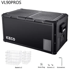 95QT Dual Zone Portable Car Fridge Freezer 90L Camp Truck Large Refrigerator