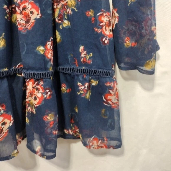 Vestido Para Mujer Abercrombie & Fitch Floral Chifón S Azul Boho Retro Cottagecore Foto 4 de 4