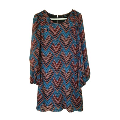 pleated chiffon shift dress Plunging Neck Flared Sleeves Pleated Chiffon Dresses Dark Green / M