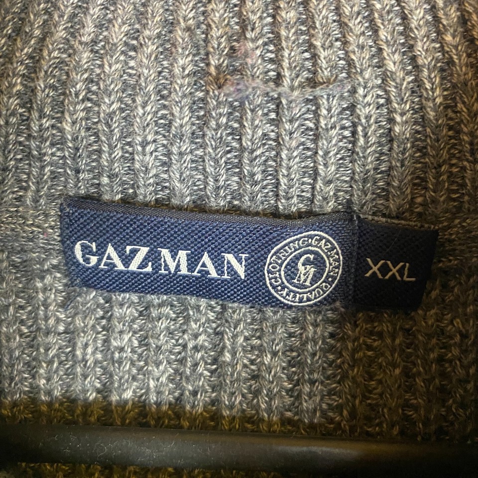Gazman Jumper Mens XXL Grey Pure Cotton Quarter Zip Button Heavyweight