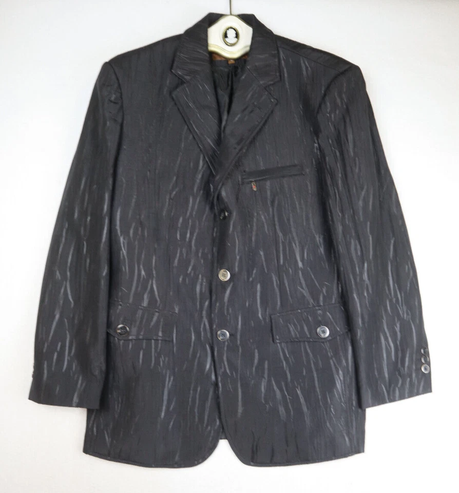 INSERCH ITALY - CHAQUETA DE TRAJE BLAZER TEXTURIZADA NEGRA PARA HOMBRE - TALLA M Foto 3 de 4