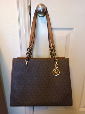 Michael Kors Women's MK Sofia Large Saffiano Leather Tote Shoulder Bag  Brown