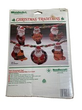Vtg WonderArt Christmas Traditions Santa Felt Ornament Needlecraft Kit 2062
