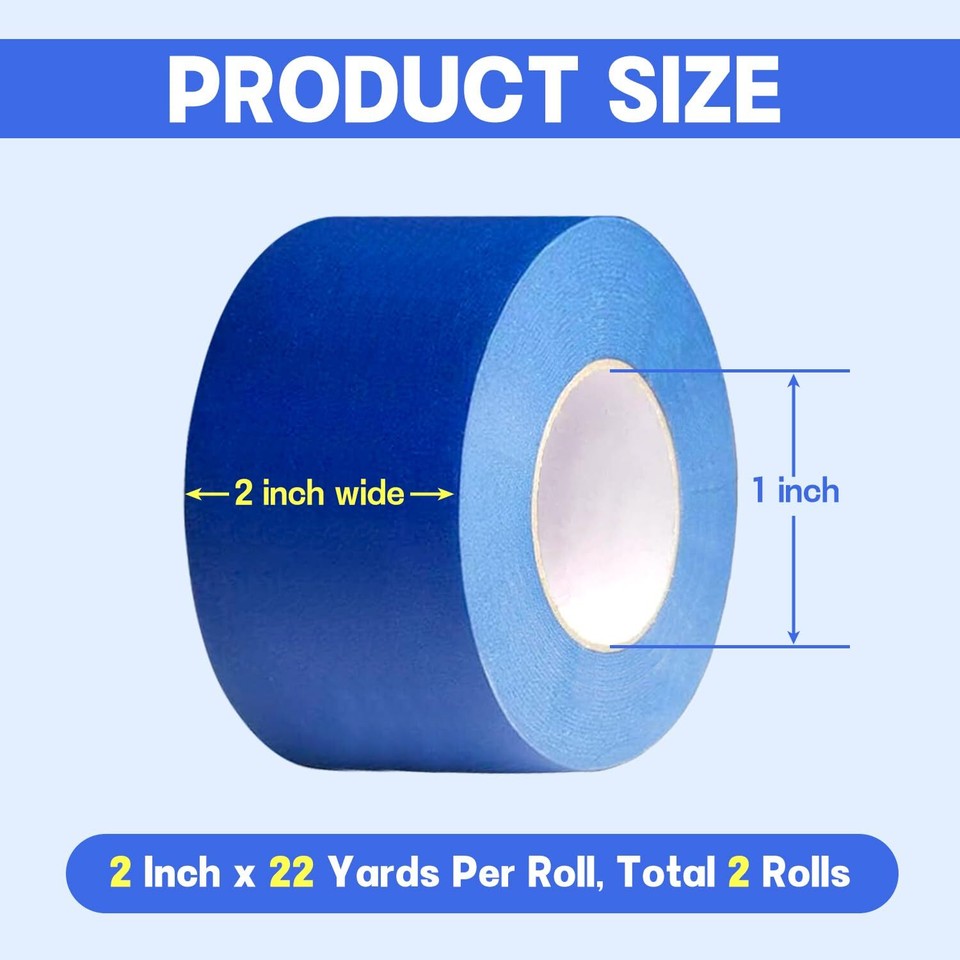 2Piece Blue Painters Tape, 2 Inch Blue Painters Masking Tape Bulk for Multi... eBay