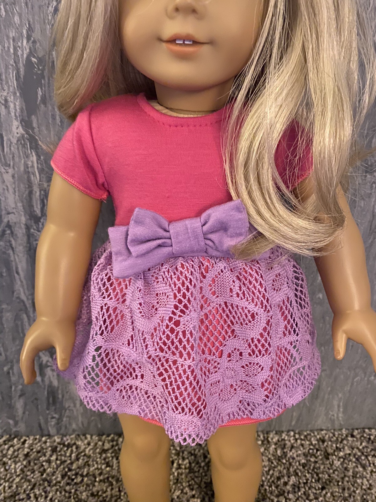 18 inch doll pink and purple dress eBay