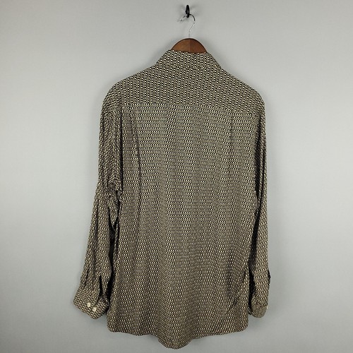 Vintage Claiborne Hemd Herren Large hellbraun 100 % Viskose geometrisch 90er Jahre Y2K adrett - Bild 3 von 13