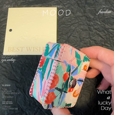 Artistic Oil-Paint PU AirPods Case - Secure Button Closure for 1  2 Gen 