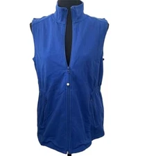 T by Talbots Women's Petite Active Vest Small Blue Full Zip with Pockets