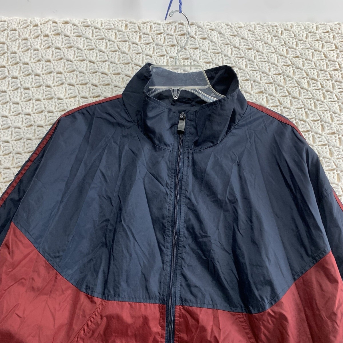 C & B Sport Men's Windbreaker Jackets Sz L Navy Burgundy