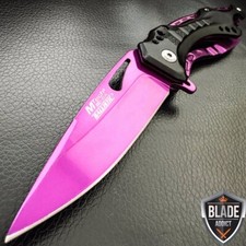 8" M-TECH Purple Blade Spring Folding Assisted POCKET KNIFE Bottle Opener Tool
