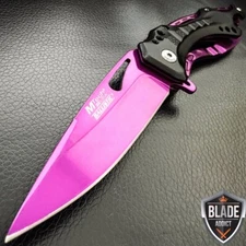 8" M-TECH Purple Blade Spring Folding Assisted POCKET KNIFE Bottle Opener Tool