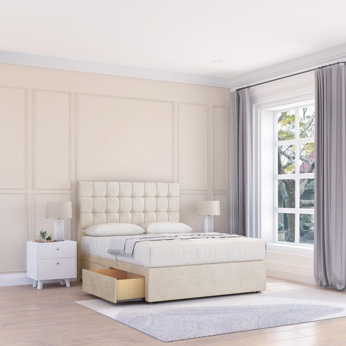 Luxury Divan Bed Base with 26'' Headboard | Storage Bed | Plush Fabric Alabama - Picture 21 of 22