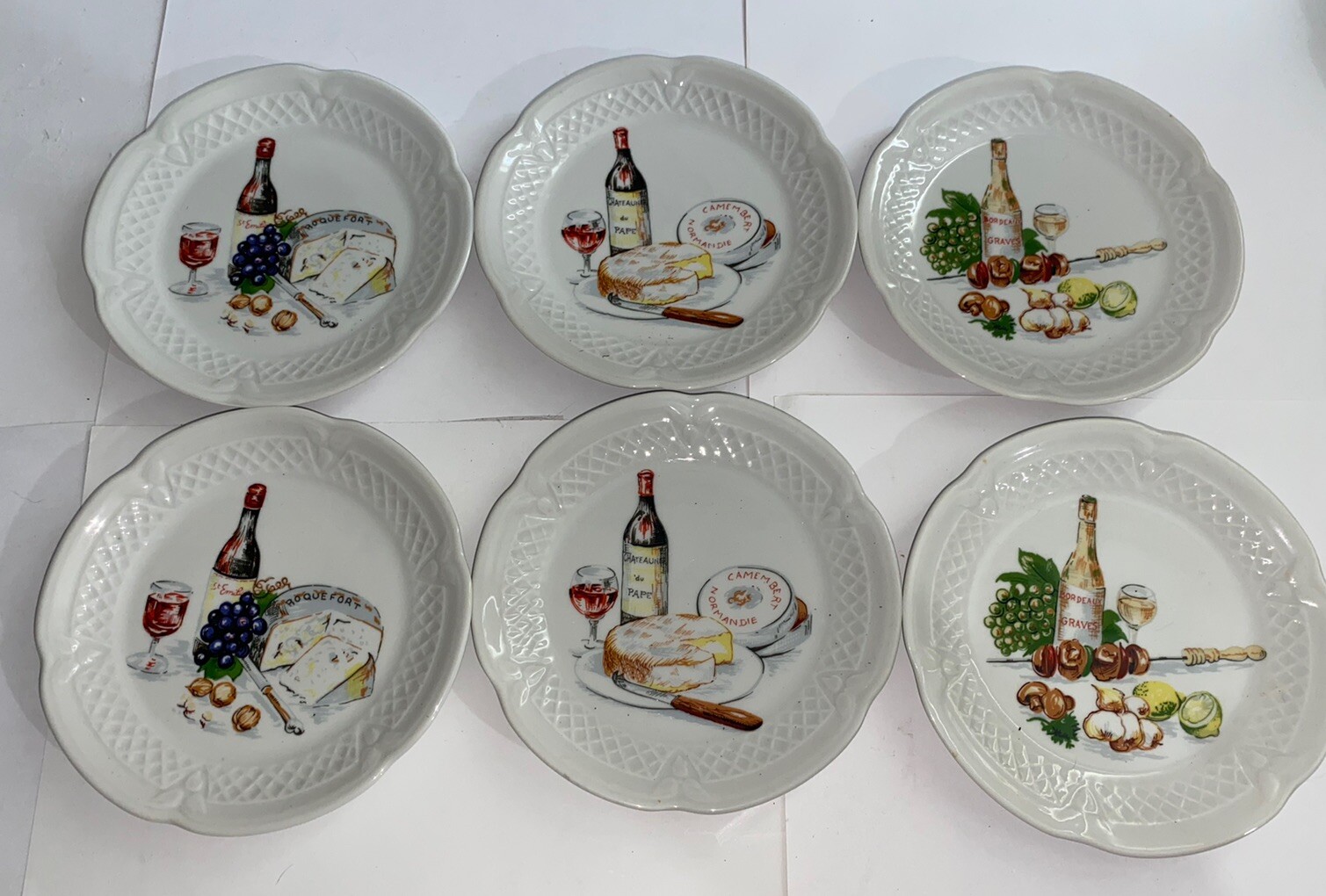 Philippe Deshoulieres Wine and Cheese Made in France Canape Plates Set