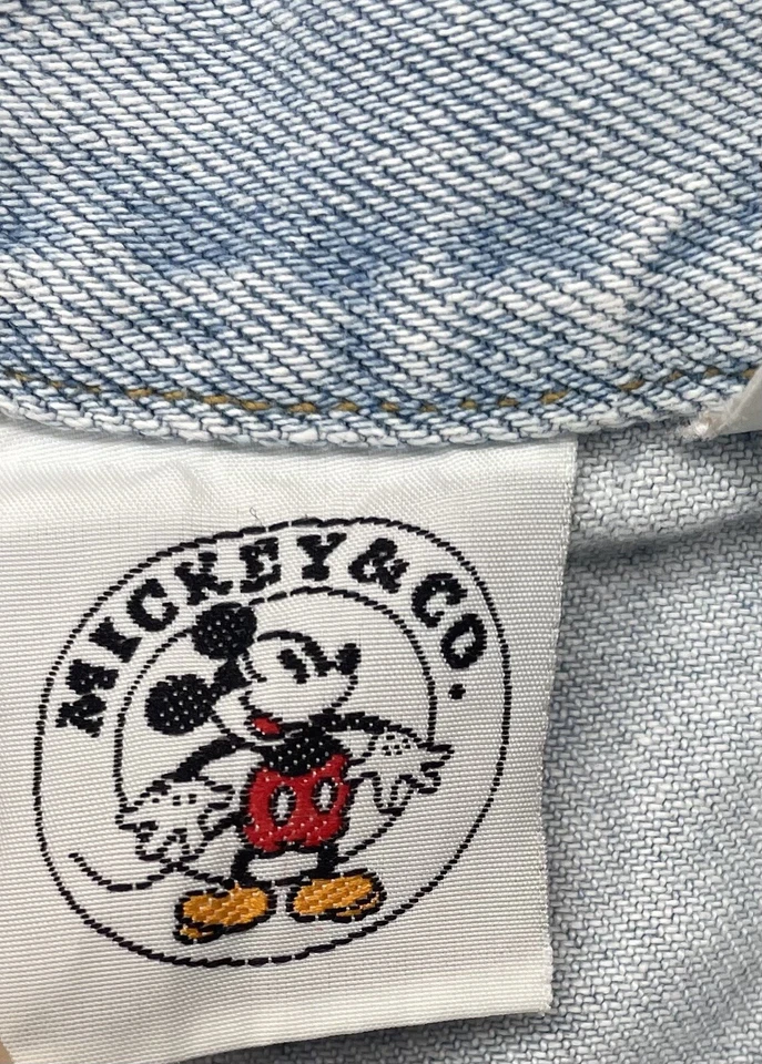 De colección Años 90 Disney Mickey Mouse M.U. Pantalones cortos de jean talla 7/8 azul claro Foto 4 de 4