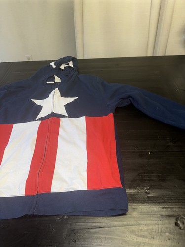 Marvel Captain America Mens Zip Up Hoodie - M Red White And Blue Preowned - Picture 3 of 10