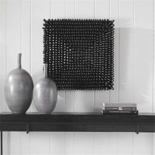 Uttermost Portside Contemporary Beech Wood and Fir Wall Panel in Satin Black - Picture 2 of 8