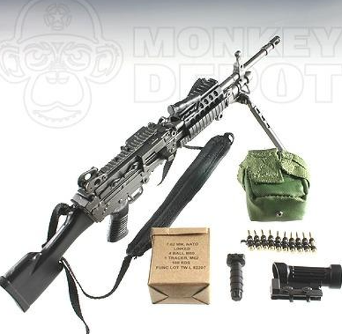 1/6 MK48 MOD 0 Machine Gun & Metal Bullet Ammo Link Soldier Story Damtoys 12" - Picture 7 of 10