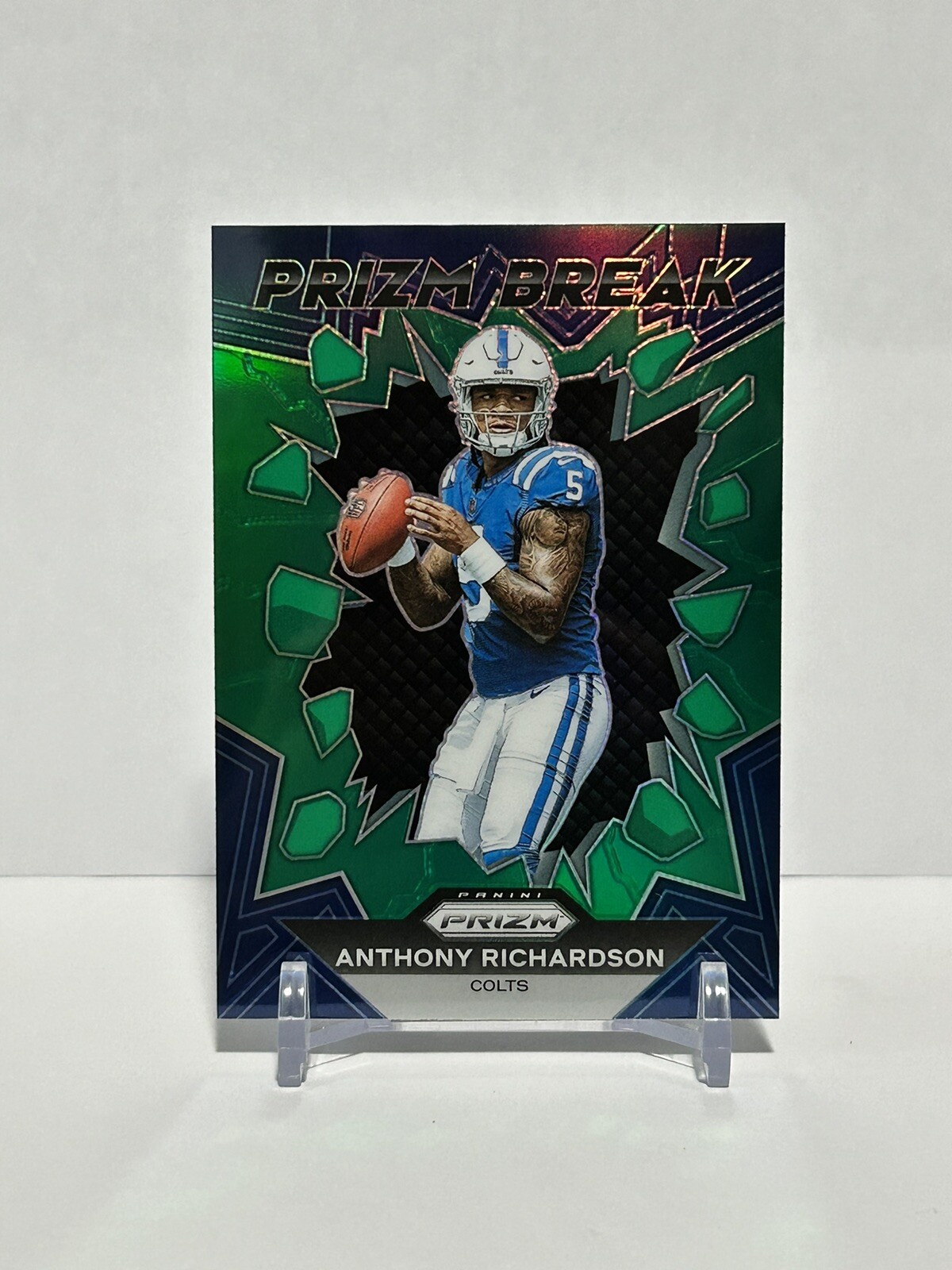 2023 Panini Prizm Anthony Richardson RC Prizm Break Green Prizm #PB-4