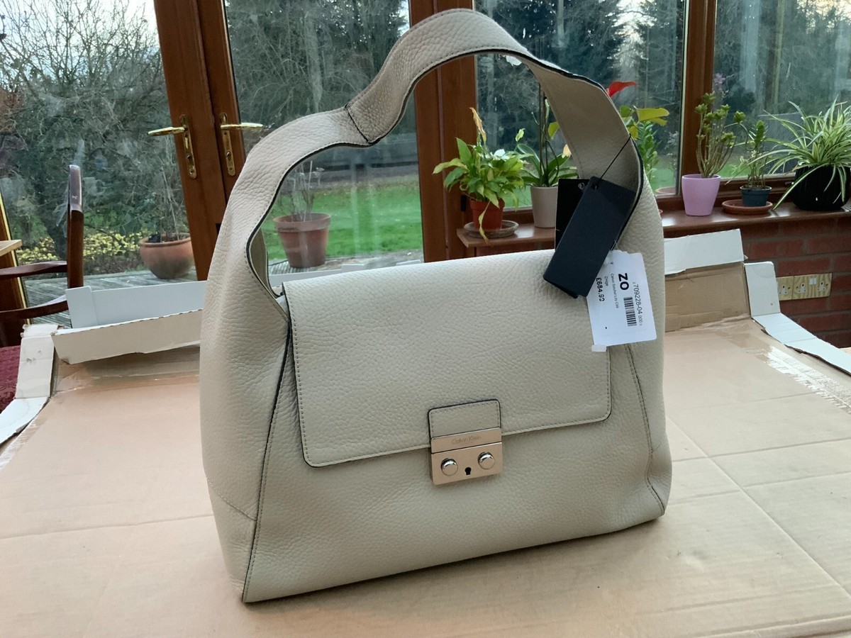 Calvin Klein Women's Satchel/Shoulder Bag Italian Leather Beige RRP£685 New  Tags