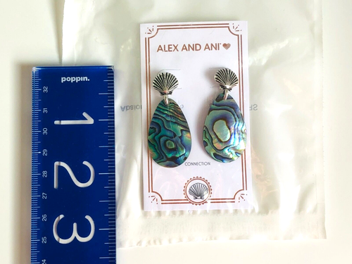 NWT ALEX AND ANI Abalone Shell Statement Earrings in RAFAELIAN SILVER ~ SEALED - Picture 9 of 11