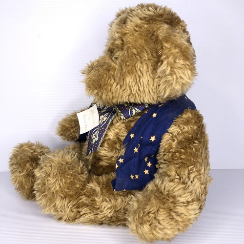 Vintage Tomfoolery Teddy Bear Plush Brown Soft Toy Blue Ribbon And Vest - Picture 4 of 8