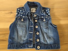 Justice Jean denim Vest Jacket Glitter Stars Girls 16