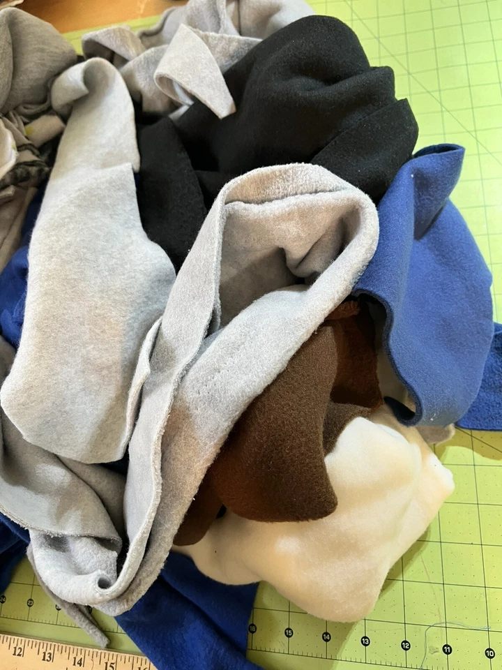 Fleece Fabric Scraps Solids Large & Small Pieces~Sewing Crafts Lot~2 #'s - Image 3 of 3