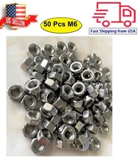 (QTY:50) M6 x 1.00 Stainless Steel DIN934 Metric Finished Hex Nut 6mm-1.0mm 