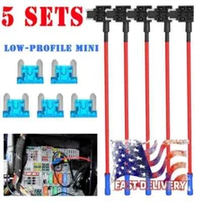 15A Low Profile Mini APS Blade Fuse Holder Car Add a Circuit Fuse Adapter 5 Sets