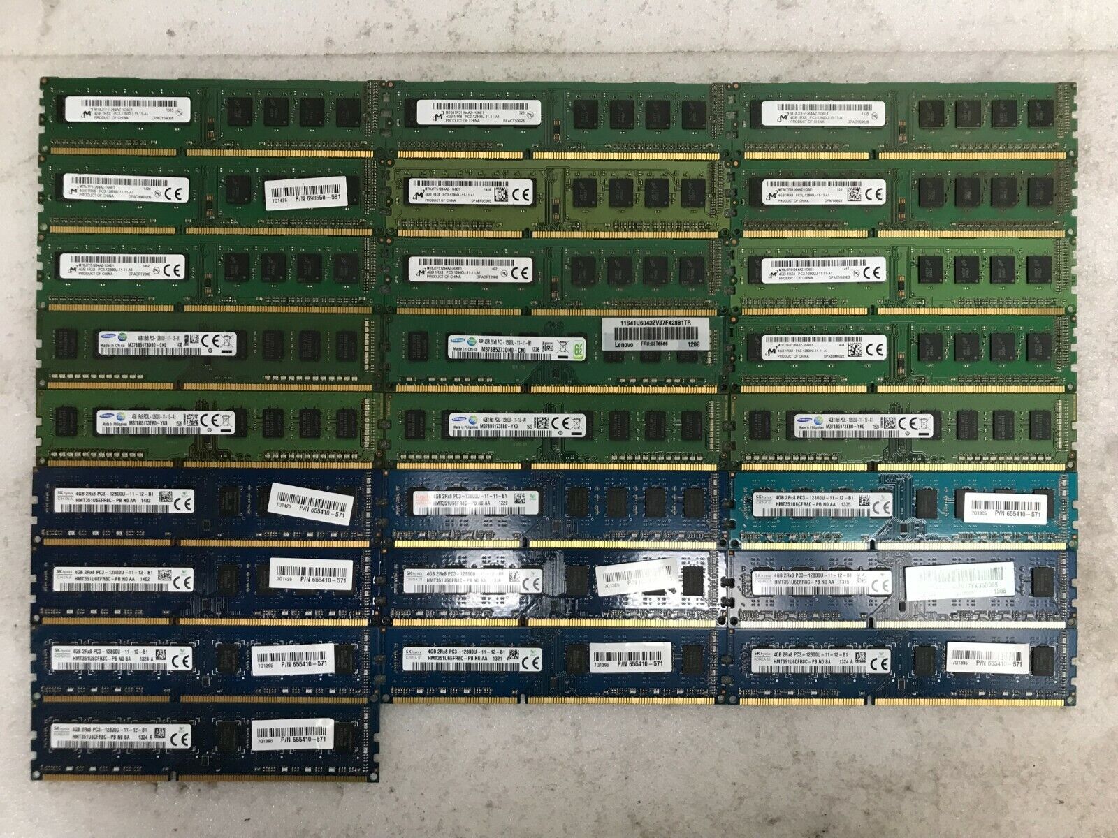 Lot Of 25 / DDR3 PC3 / 4GB / Desktop Memory RAM Mix