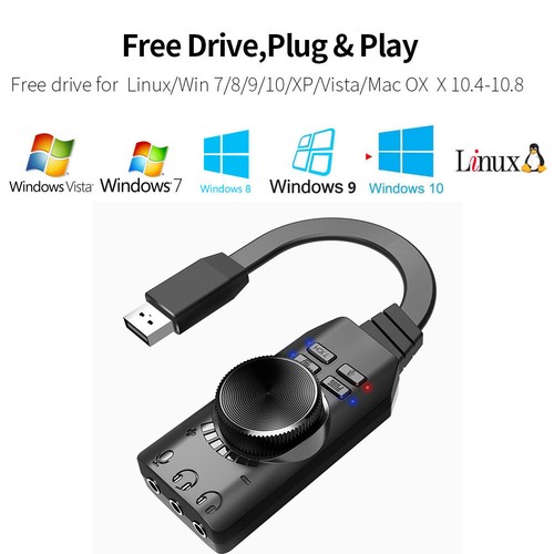 GS3 7.1 Channel Sound Card Adapter External USB Audio 3.5mm Headset for PC - Afbeelding 4 van 12