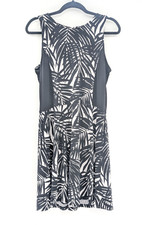 Michael Kors Black & White Tropical Leaves Zip Sleeveless Stretch Dress Size 10