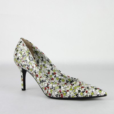 $820 Bottega Veneta Green/Red Woven Leather Floral Heels 39/US 430538  8403