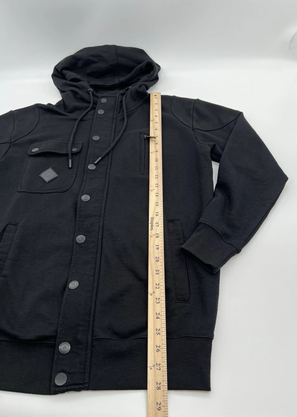 JINX Men’s Small Black Hooded Jacket Skull Utility Military Gamer Hoodie image 9