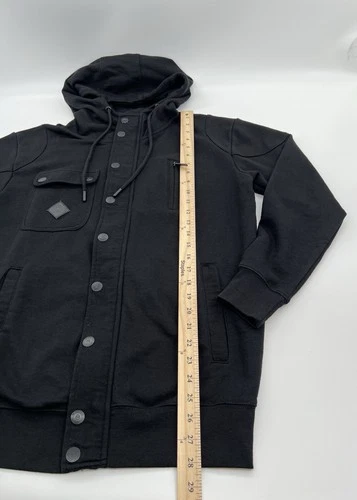 JINX Men’s Small Black Hooded Jacket Skull Utility Military Gamer Hoodie image 9