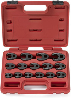 03324A Crowfoot Wrench Set 1/2'' and 3/8  Drive, 15 Piece, Metric Crows