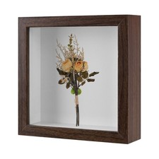 Shadow Box Frame, 7 x 7 Inch Wooden Dried Flower Photo Frame Brown 