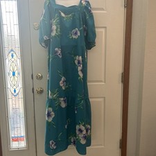 Vintage Original Helena's Hawaiian Blue Floral Muumuu Maxi Dress Size 2xl