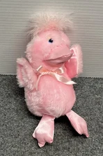 Commonwealth Pink Bird Duck Chick 10" Plush Satin Beak Feet Stuffed Toy Vintage