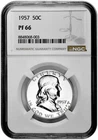 1957 50C Proof Silver Franklin Half Dollar NGC PF 66 White Coin