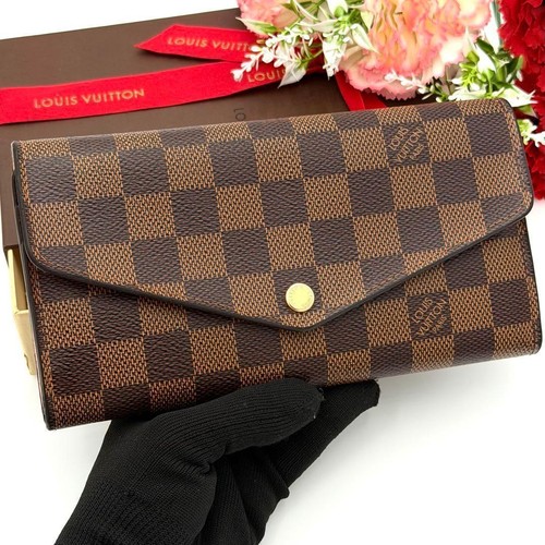 Louis Vuitton Damier Sarah Long Wallet Rose Ballerine Brown Used From Japan