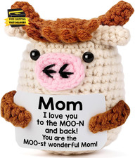 Mini Birthday Gifts for Mom from Daughter - Handmade Crochet Cow Moms Gifts for