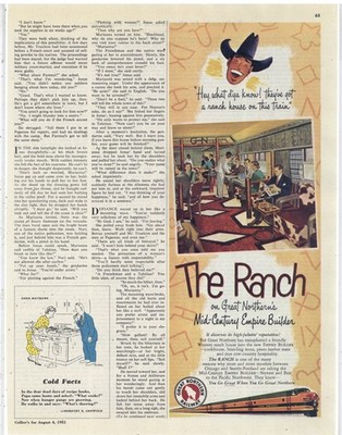 1951 Great Northern Railway Ad: Mid Century Empire Builder - THE RANCH, SEA-CHI